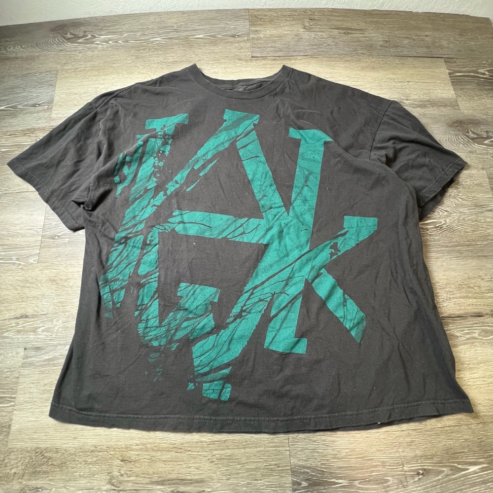 Unknown Graphic T-Shirt Mens XXL Charcoal Grey Teal Green Oversized Streetwear